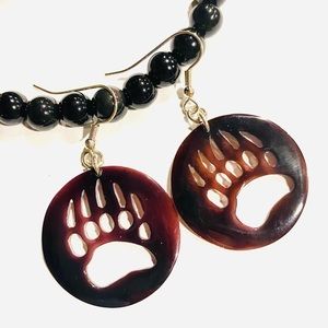 Hand-carved Tiger Paw Shell Earrings